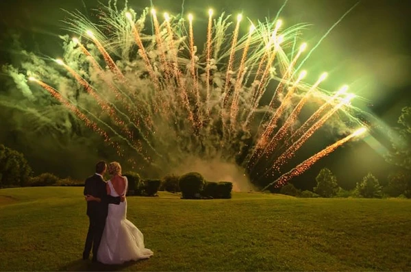 pyrotechnics at a wedding