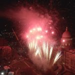 drone picture of firework display