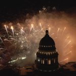 drone picture of firework display