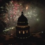 drone picture of firework display